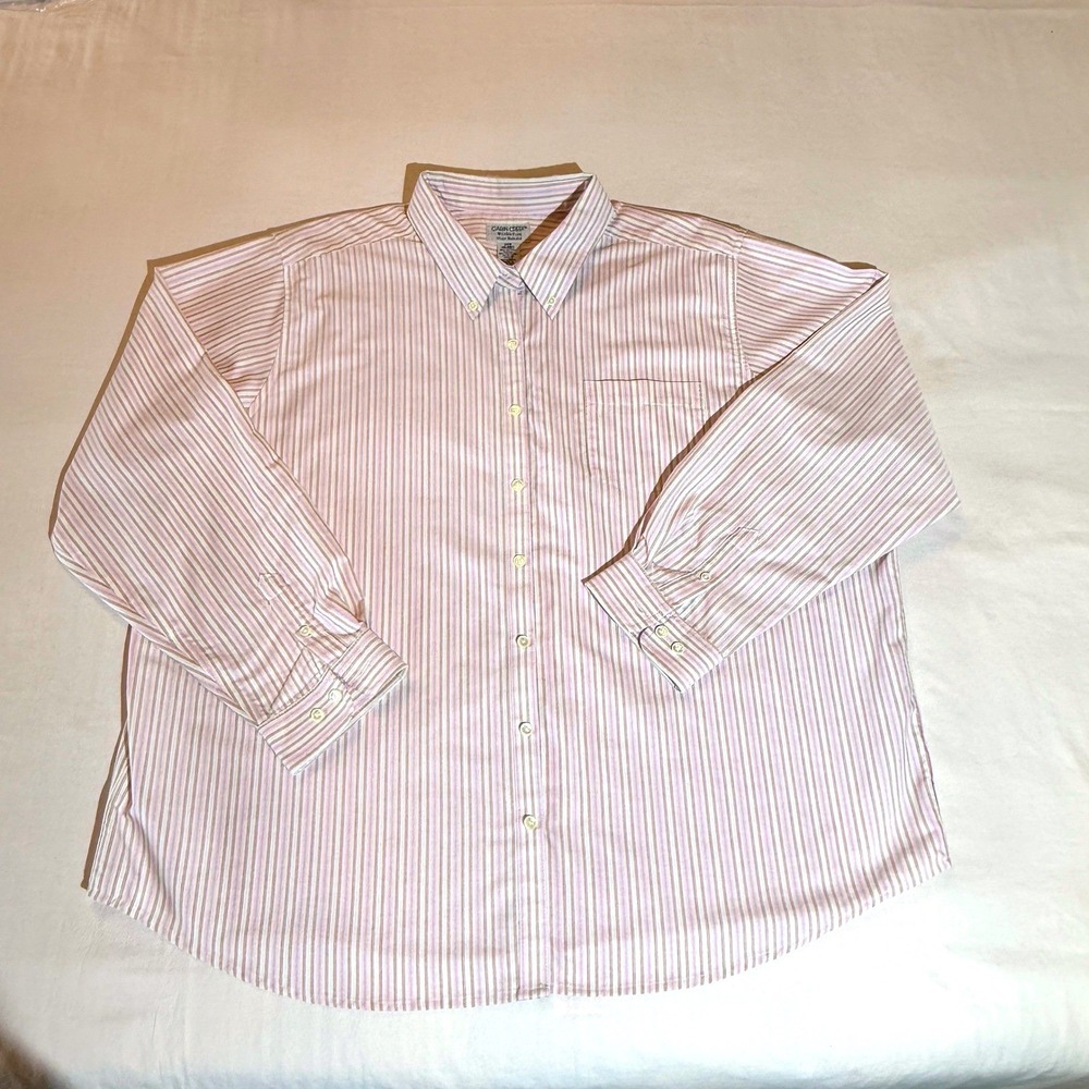 Vintage Cabin Creek Striped Button Down Oxford Cloth Shirt Pink and White 24W
